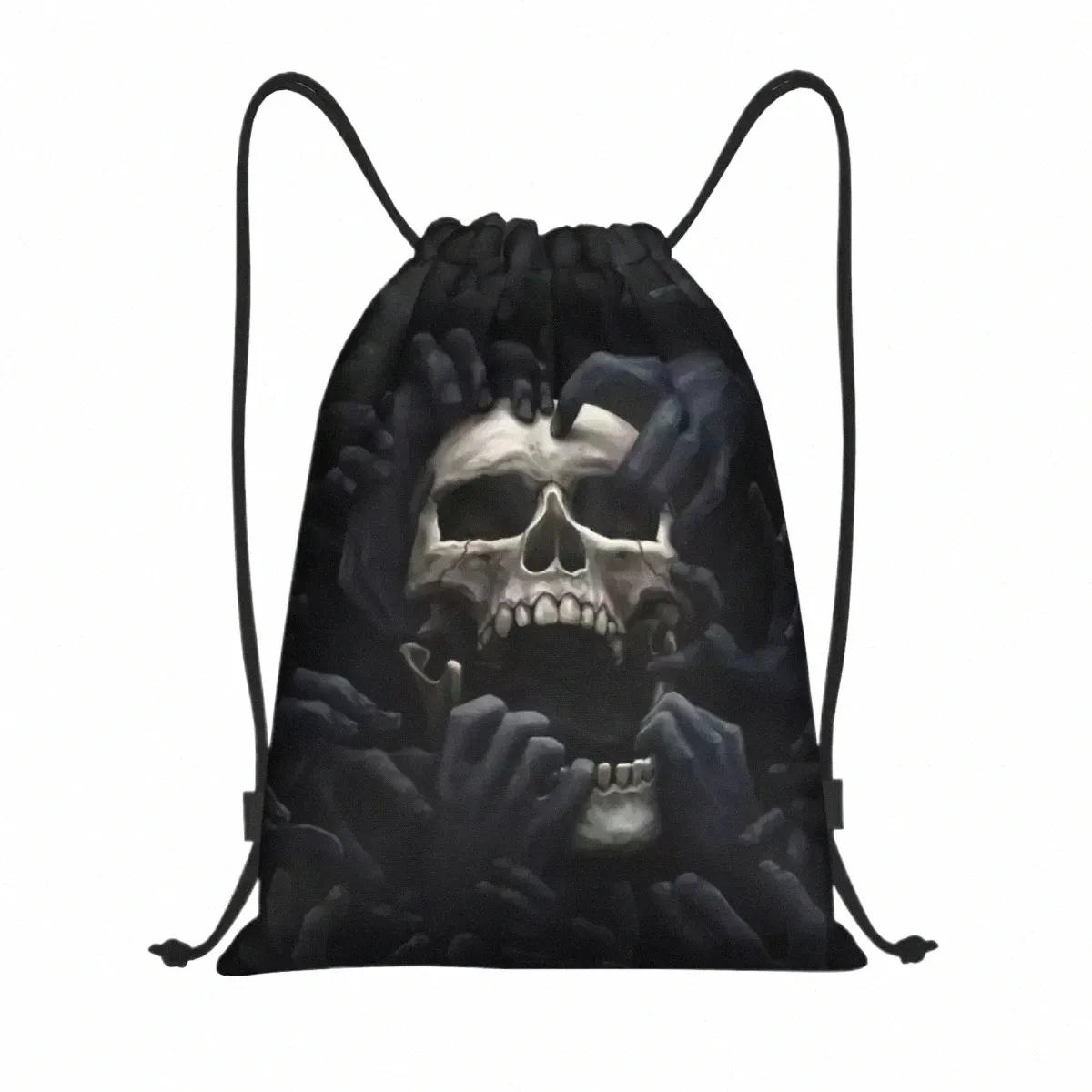 Mauvaises mains crâne cordon sac à dos femmes hommes gym sport sac à dos pliable Halen gothique squelette sac de formation sac X9It #