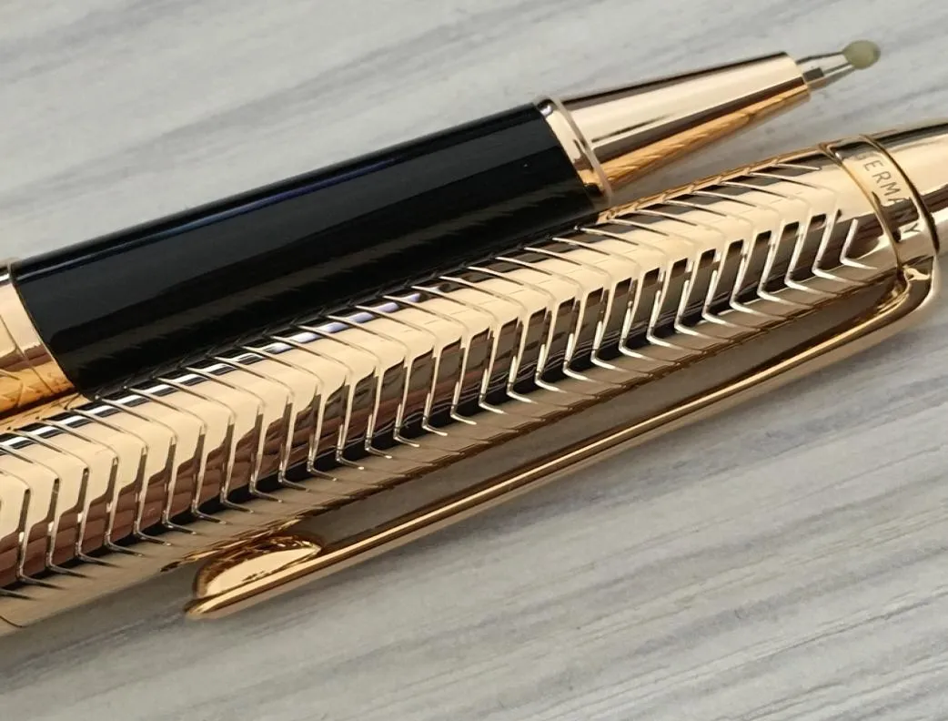 Luksusowy wzór fali metalowej Golden Ballpoint Pen Rollerball Pen Mieć marka Pióry Pisanie zapisów Style6276810