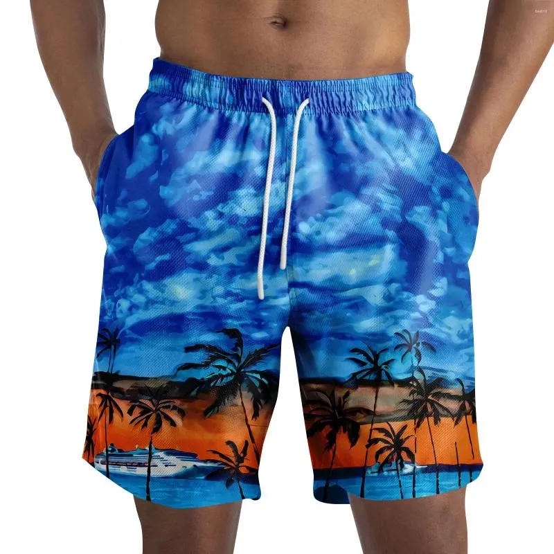Męskie szorty na Hawajskie wakacyjne plaża dla mężczyzn zwykłe krótkie spodnie 3D drukowane kwiat elastyczne bandaż deskę spodni kąpielowate pnie pływania