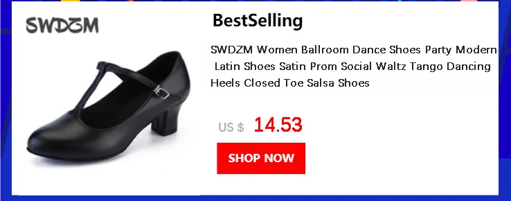 thumbnail image 2 of Bokimd Women's Latin Dance Shoes - 2.2 Inch Heel Black Leather Salsa Character Pumps 2 of 12