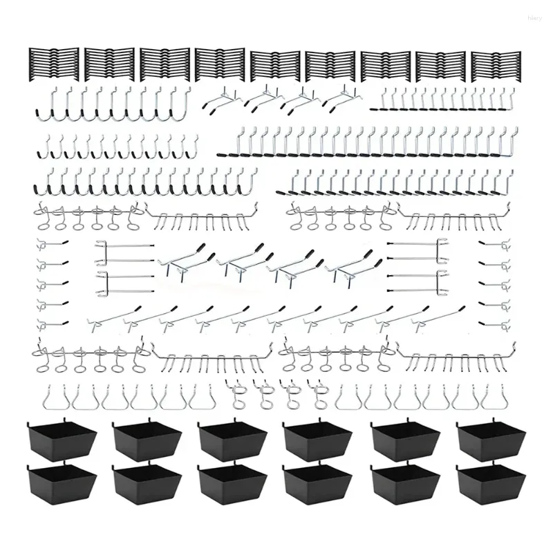 Kök förvaring 251 st pegboard tillbehör arrangörssats för verktyg 1/8 och 1/4 tum krokar sortiment hängande