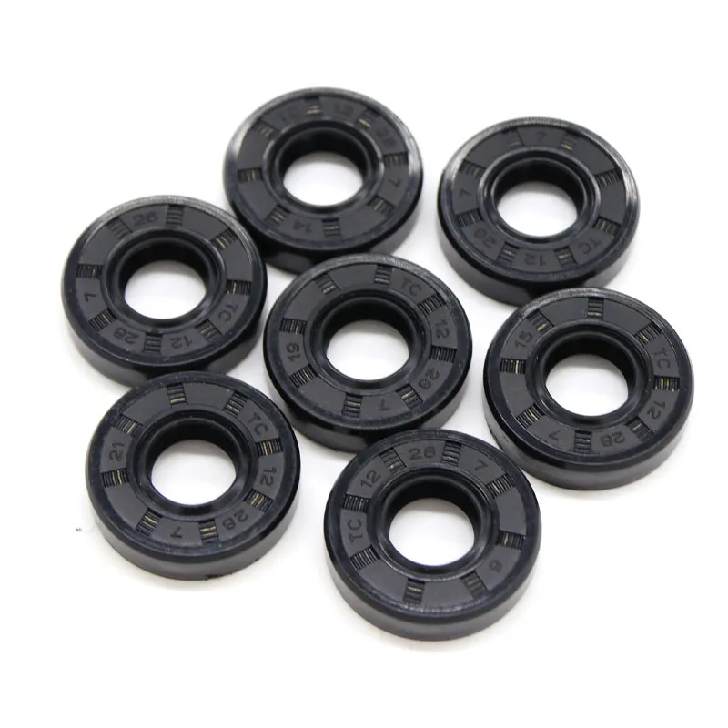 10-Pack Nitrile Rubber Shaft Oil Seals – ID 20mm, TC Skeleton Type With Spring, Various OD/Height Sizes (NBR, -20°C To +100°C)