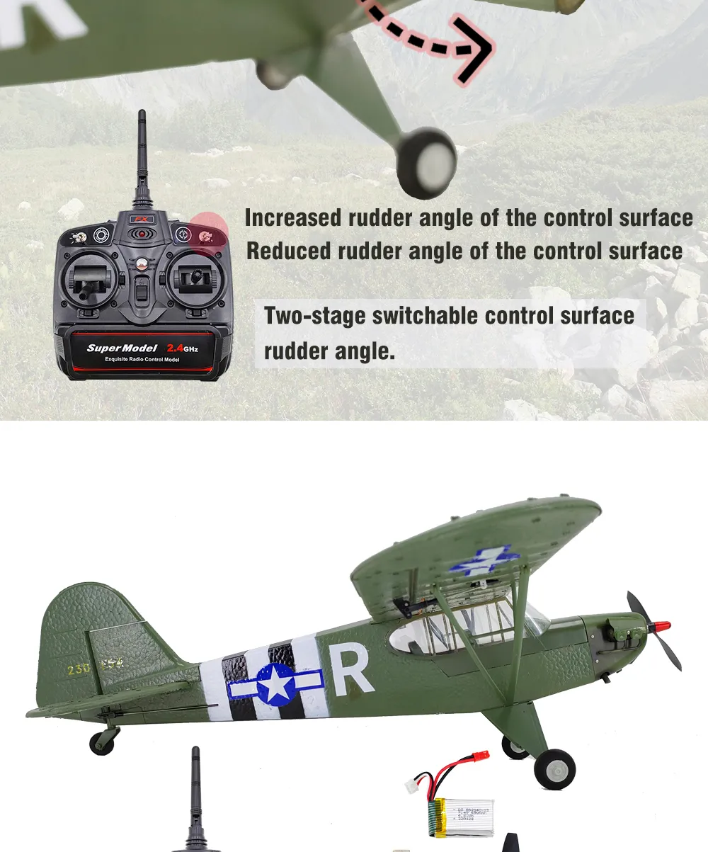 1:16 J-3 CUB RC Plane RTF 2.4Ghz 4Channel Remote Control Airplane Model ...