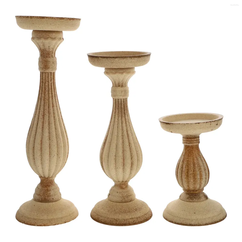 Candle Holders 3 Pcs White Holder Standing Candlestick Home Accents Decor El Household Adornment Wooden Decorative Creative