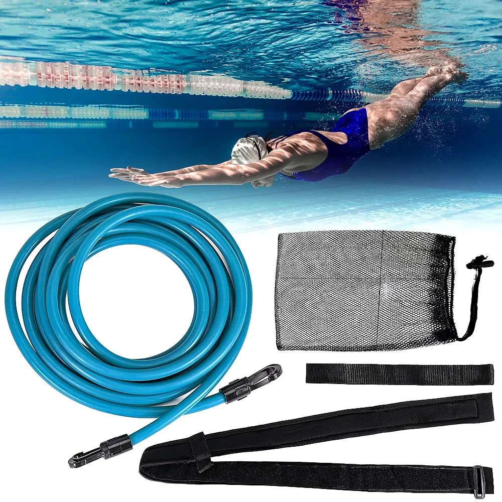 Einstellbarer Schwimmtraining Widerstand elastischer Gürtel Set Schwimmtraining Band für Pool Widerstandsgürtel