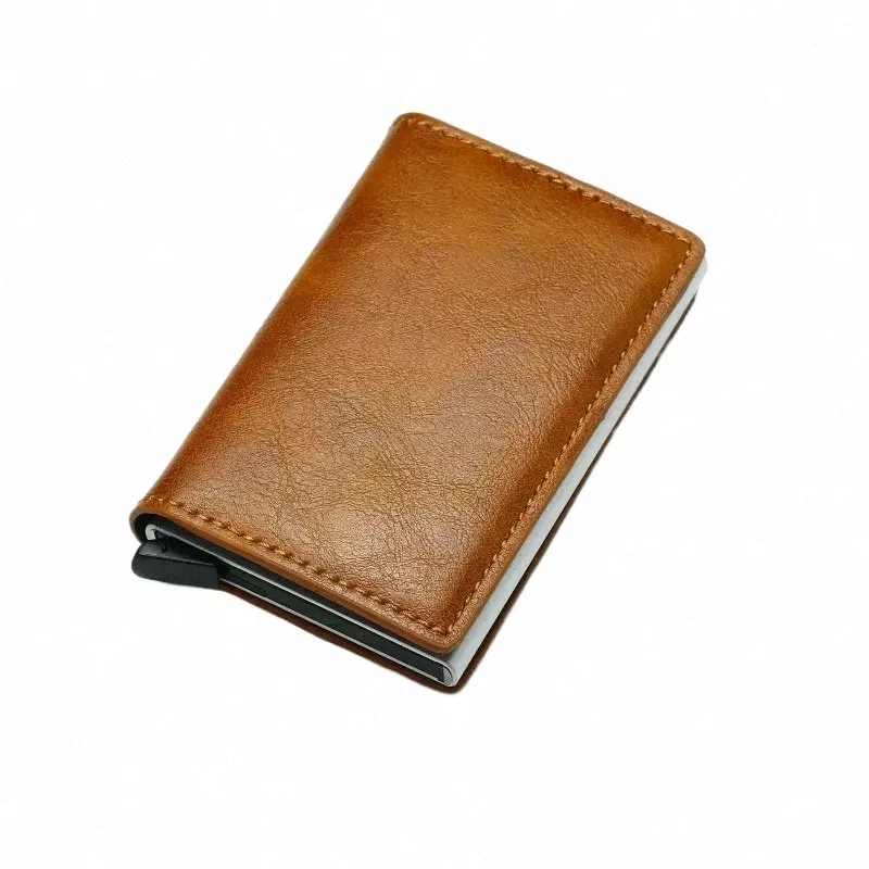 2024 Kreditkortsinnehavare män plånbok rfid aluminium box bank pu läder plånböcker med mey clip designer korthållare pasjeshouder r29z#