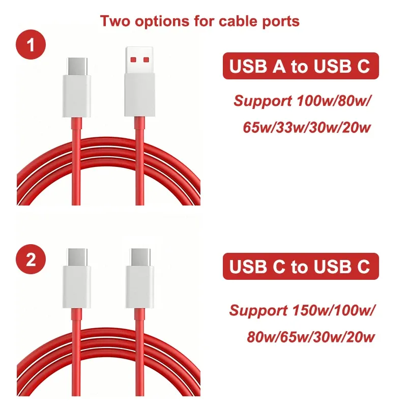 Câble OnePlus 11 10 Pro USB Type C 100W 80W 8A Warp Dash Supervooc Fast Charge Wire Cord un plus Nord 3 CE3 2T 9 8 10T