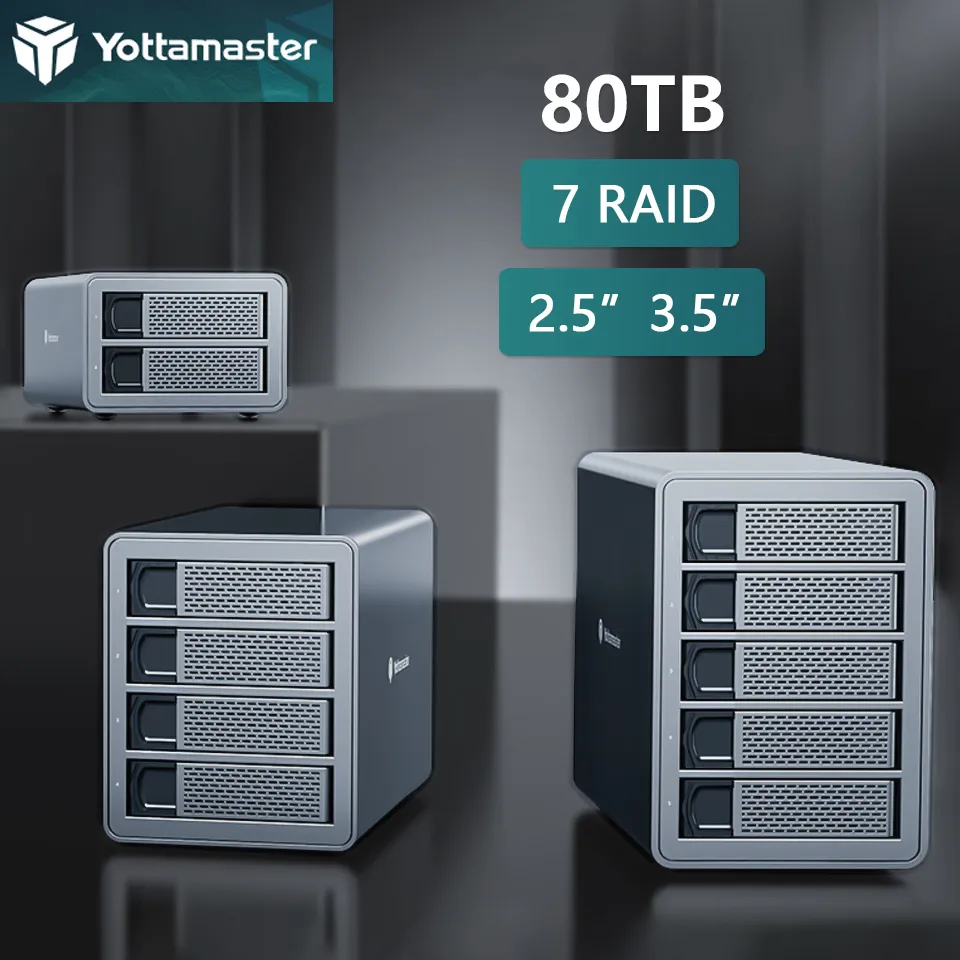 2/4/5 Bay SATA External Hard Drive Enclosure for 2.5 and 3.5 HDD