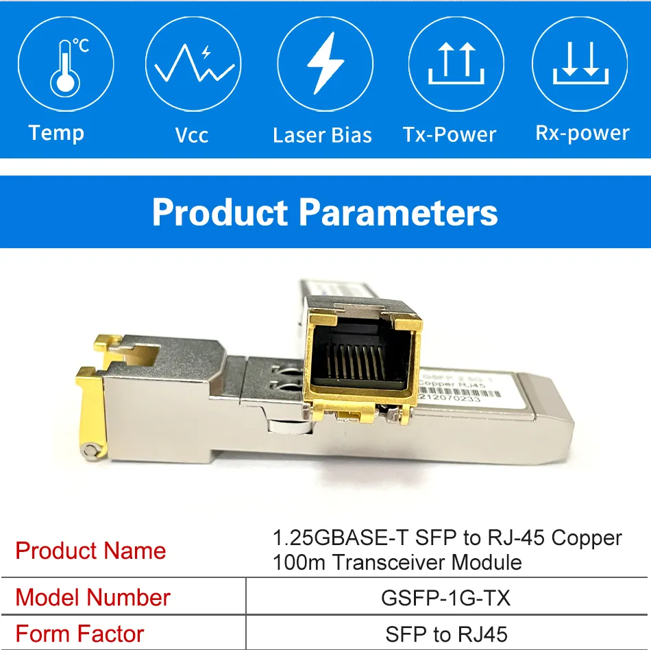 DHgate.com:SFP to RJ45 1Gb Copper Transceiver Module, 10/100/1000 Mbps ...