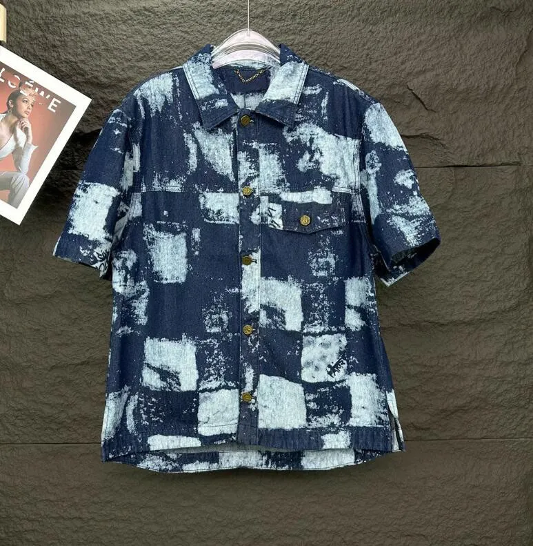 Summer New Men's Shirts Dżinsowa koszula luksusowa marka projektant męskiej wysokiej jakości swobodne koszule dżinsowe kurtka