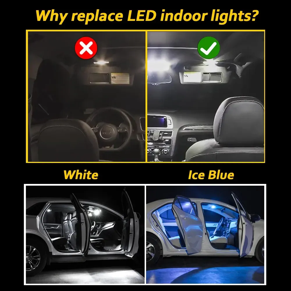 MDNG 9PCS CANBUS INDOOR lampe pour Chevrolet Chevy Spark 2010 2011 2013 2014 2015 Bulbes de voiture LED Map Interior Map Dome Kit