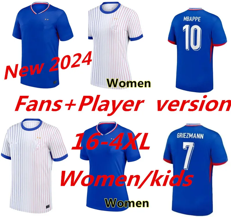 S-4XL 2024 Franska tröja Mbappe Soccer Jerseys Dembele Coman Saliba Kante Maillot de Foot Equipe Maillots Griezmann Kids Men Women Player 24 25 Football Shirt 999