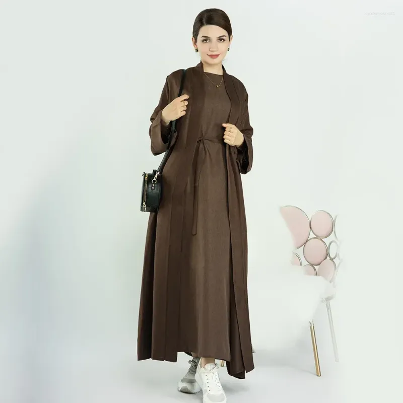 Ethnische Kleidung Eid Abayas für Frauen Muslimisches Kleid Kimono Khimar Hijab Kleider Solide Kaftan Kebaya Ramadan Abaya Jilbab Lange Robe Islam