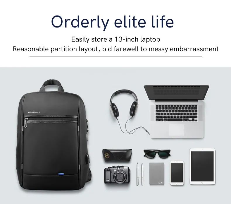 Anti Theft Single Shoulder 13-Inch Laptop Backpack Waterproof Coss-body Sling Bag with USB Charging Port 13IN