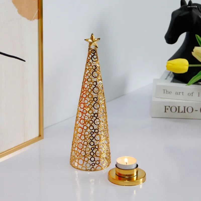 Ljusstakar ihåliga metall julgranar ljusstake europeisk stil guldhållare järn tealight