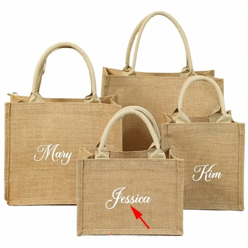 Nom personnalisé Jute Shop Sac Femmes Sac à main avec poignée étanche Grande capacité Divers Sac de rangement Sacs cadeaux persalisés o9EG #