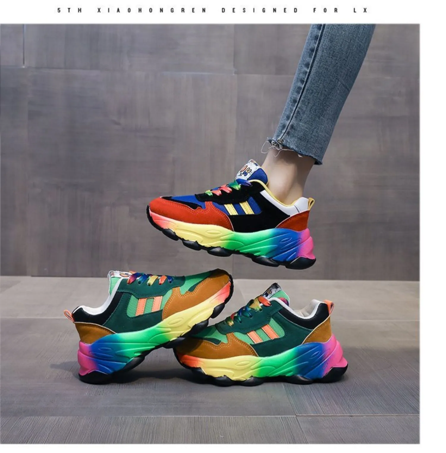 Cropbull Chunky Sneakers Men Size EU 43 Multicolor Platform Lace-Up Shoes Vintage DAS Chunky sneakers by The Art | Mercari main image 2