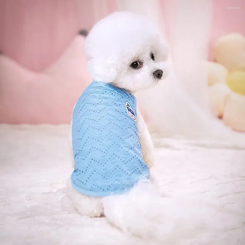 Vêtements pour chiens T-shirt pour animaux de compagnie jolie maille confortable motif ondulé chemise à bretelles pour chat gilet à usage quotidien