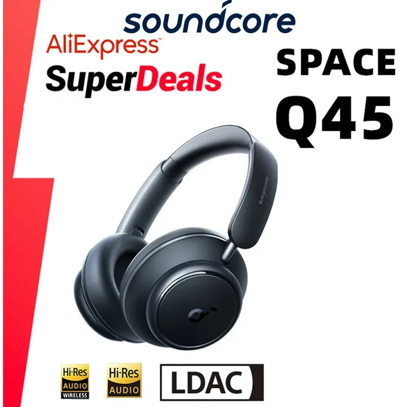 Accessoires Neue Original -Soundcore -Space Q45 Wireless Bluetooth -Kopfhörer Triple Dynamic Active Rauschunterdrückung LDAC -Mitarbeiter LDAC