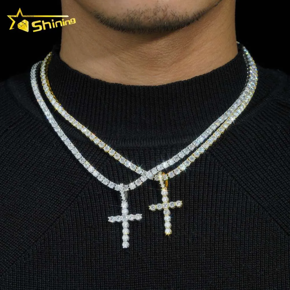 Wysokiej klasy modny modny Hip Hop 10K Solid Gold Lab Diamond Cross Wiseld na naszyjnik