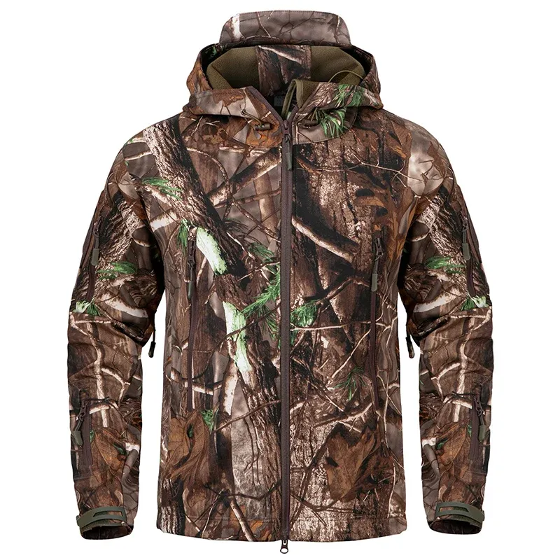 Tenue Combat Tactique Camouflage Homme - Veste Softshell Imperméable + Pantalon Chasse