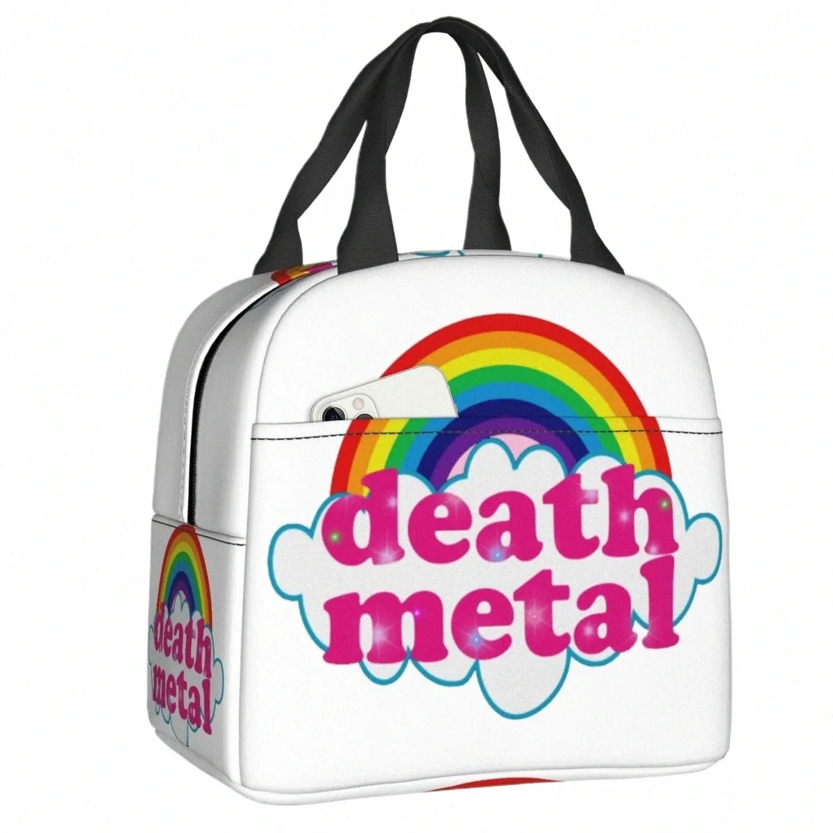 Arco-íris Rock Music Death Metal Lunch Bag Cooler Quente Isolado Lancheira para Mulheres Crianças Escola Trabalho Picnic Food Tote Bags J8QE #