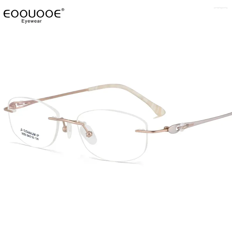 Zonnebrillen Frames Randen Bril Voor Vrouwen Titanium Brillen Bijziendheid Optiek Frame Recept Lens Lezen Diamant Design Brillen