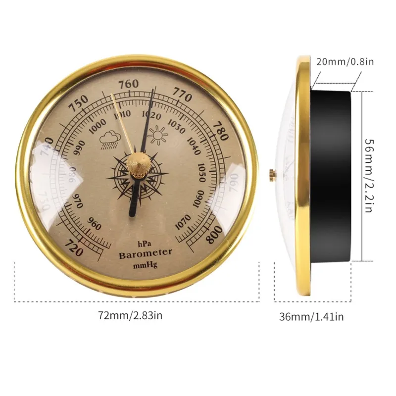 72mm Barometer Temperature and Humidity Gauge Monitor Indoor Thermometer with Humidity for Home Wall Room Incubator Tank