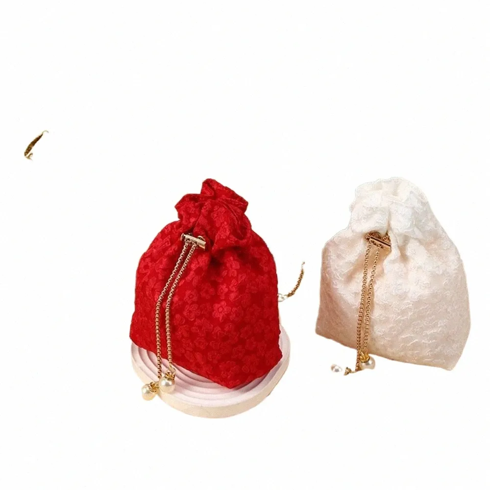 Pearl Fr Drawstring Bag Fi Coreano Cadeia Presente Embalagem Bag Coin Purse Carteira Saco De Armazenamento Balde De Casamento Festa u7f6 #