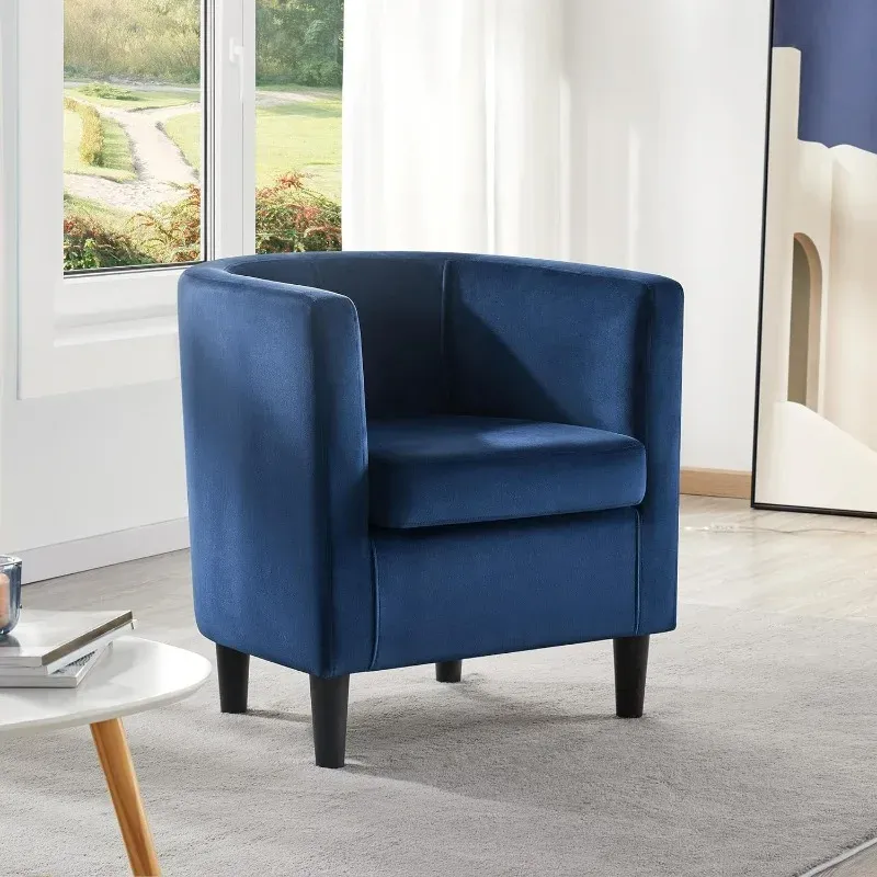 Yaheetech Velvet Tub Chair With Pull-Out Footrest – Beige Accent Armchair With Storage, For Living Room Or Bedroom
