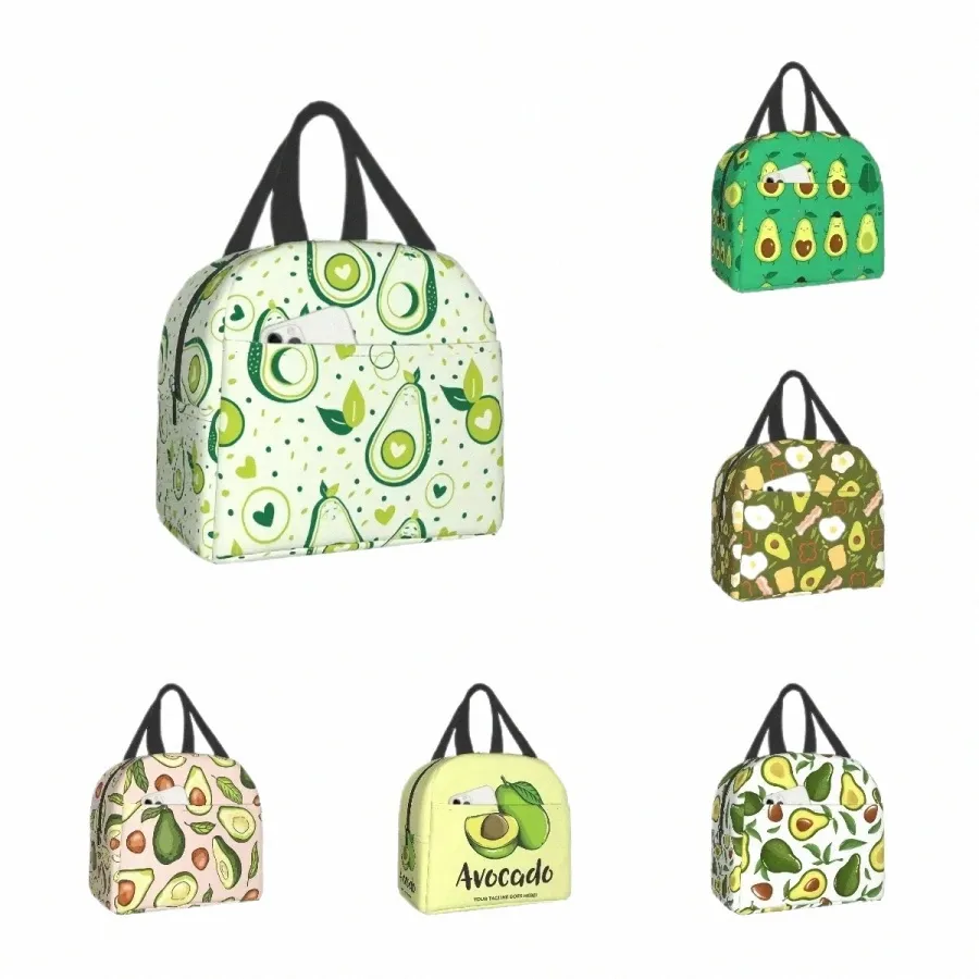 avocado Lunch Bag Green Fruit Heart Insulated Lunch Box With Frt Pocket Refrigerated Tote Bag For School Work Office Gift q2fW#