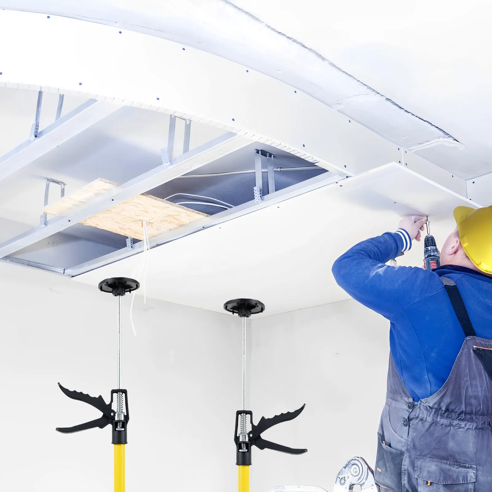 Installation Support Rods Telescopic Support Rod 40KG Capacity Adjustable Length Drywall Support ...