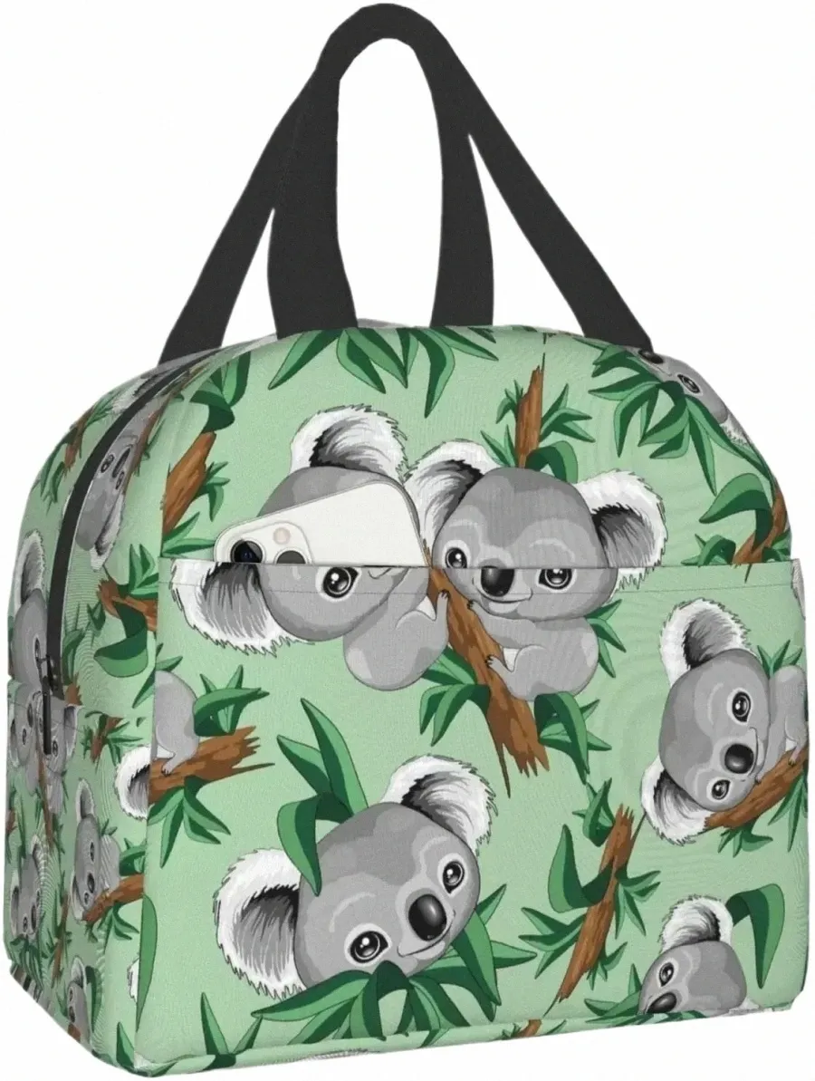 Cute Koala Lunch Bag Compact Tote Bag Reutilizável Lunch Box Ctainer para mulheres homens escola escritório trabalho t5m9 #