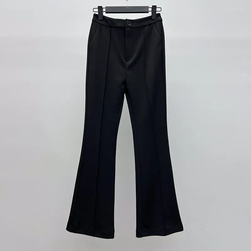 Pantalon évasé noir pour femmes, Simple, mode, bureau, taille haute, fermeture éclair, amincissant, Streetwear d'été, vêtements Y2K