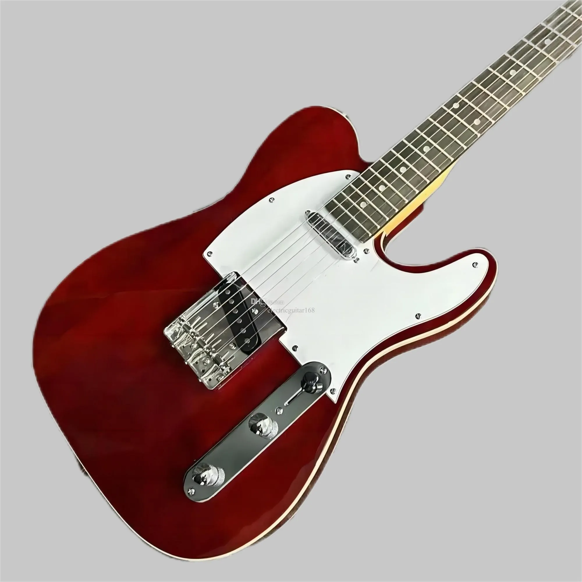 Guitare électrique, couleur bordeaux-acajou, reliure de touche en acajou, 22 frettes, guitare de bateau gratuite