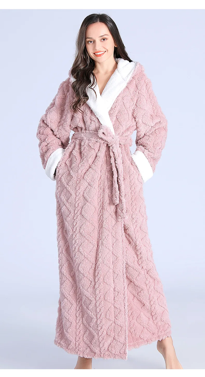 Extra Long Hooded Flannel Polyester Bathrobe Women Winter Thick Ankle-Length  Thermal Robe Kimono Dressing Gown from Dhgate Girls' Capes and Jackets -  price 93.53