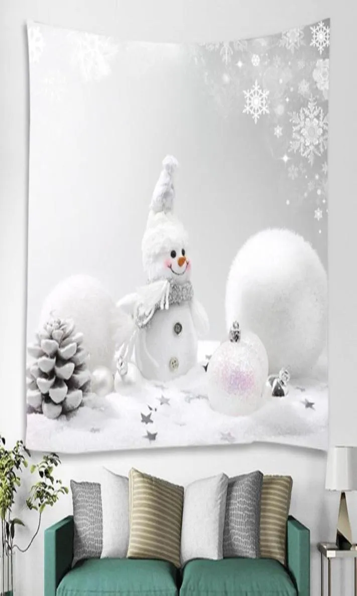 Arazzi Arazzo natalizio Pupazzo di neve Natale Appeso a parete Art Tappeto Anno Decor Coperta yoga3673696