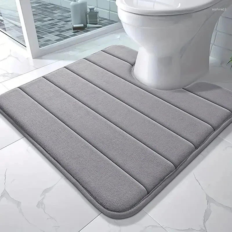 Badmatten 1pc Traagschuim Tapijt Wc U-vormig Absorberend Antislip Badmat Machinewasbaar Gemakkelijk te drogen Badkameraccessoires