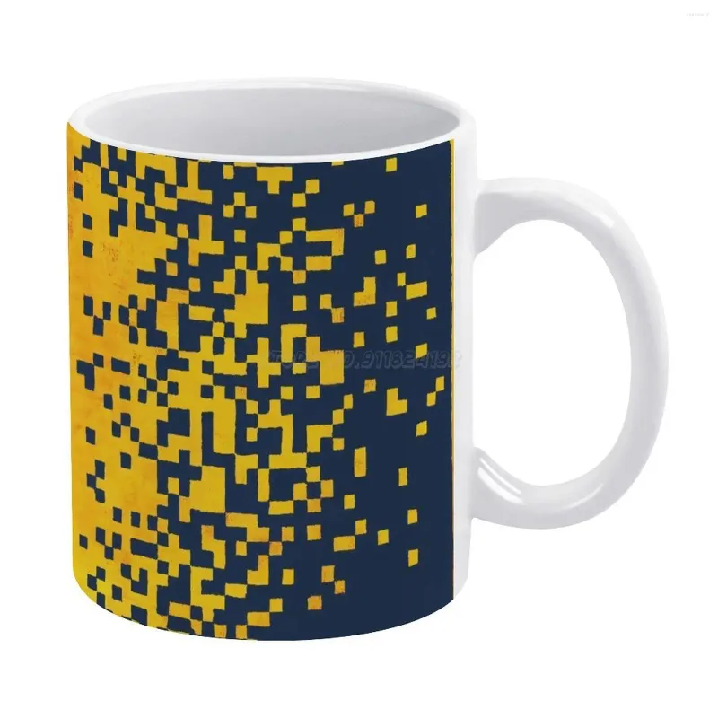 Mugs Blue And Yellow Pixels Marigold White Mug Coffee Girl Gift Tea Milk Cup Country Music Disk Pinegrove Mo