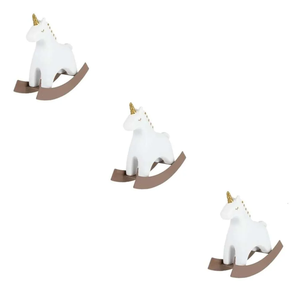 STOBOK 3 Pcs Names Home Accessories Figure Mini Rocking Horse Toy Decorations Para Salas De Casa White Lip Gloss Desk Office Resin