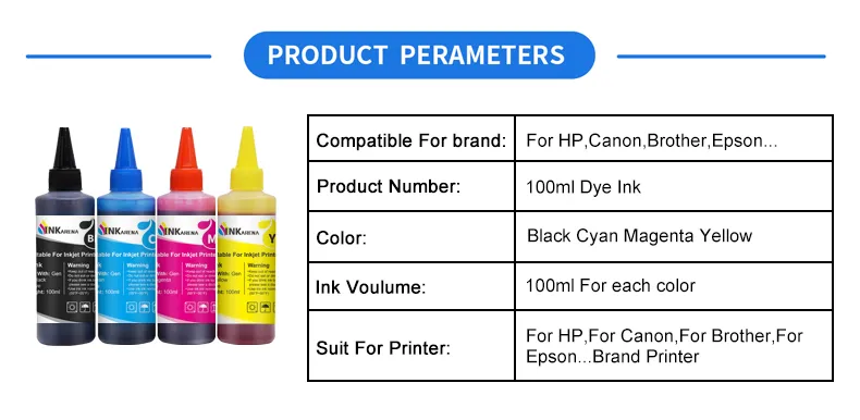 INKARENA 100ml Printer Ink Refill Kit for HP 21 22 301 302 304 121 122 ...