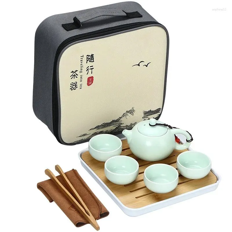 TeAware Setleri Seramik Mat Seyahat Çay Seti Kültürel ve Yaratıcı Taşınabilir Çay Kupaları Çin Tang