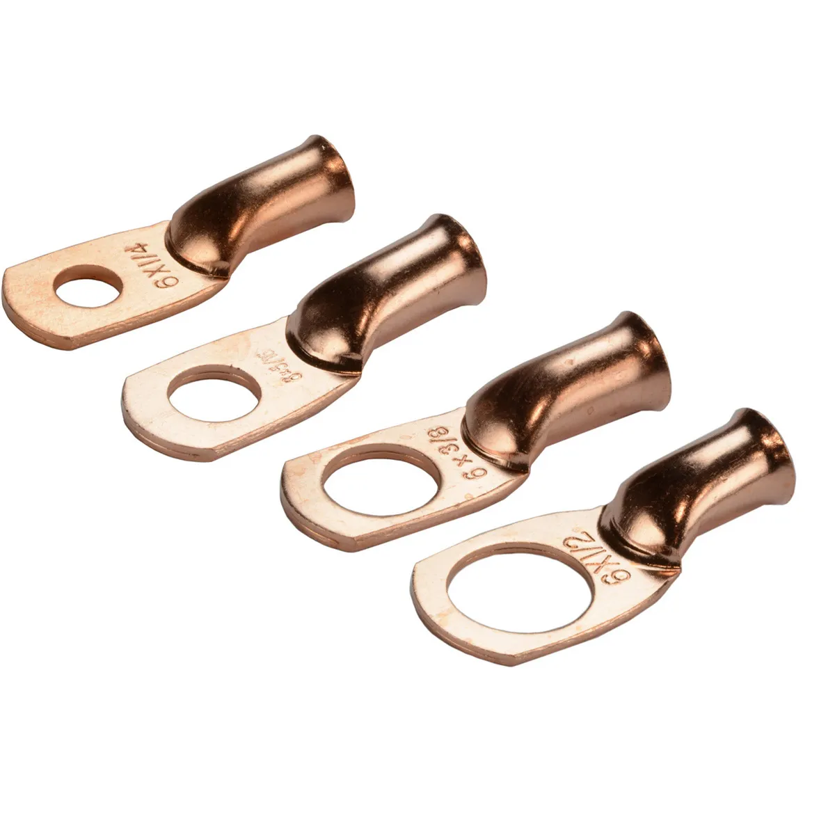 2/6/10/25st 6Awg Bare Copper Ring Terminal Electrical Cable Lugs Eyelet Wire Batterifatter Terminaler Crimp Solded Connector