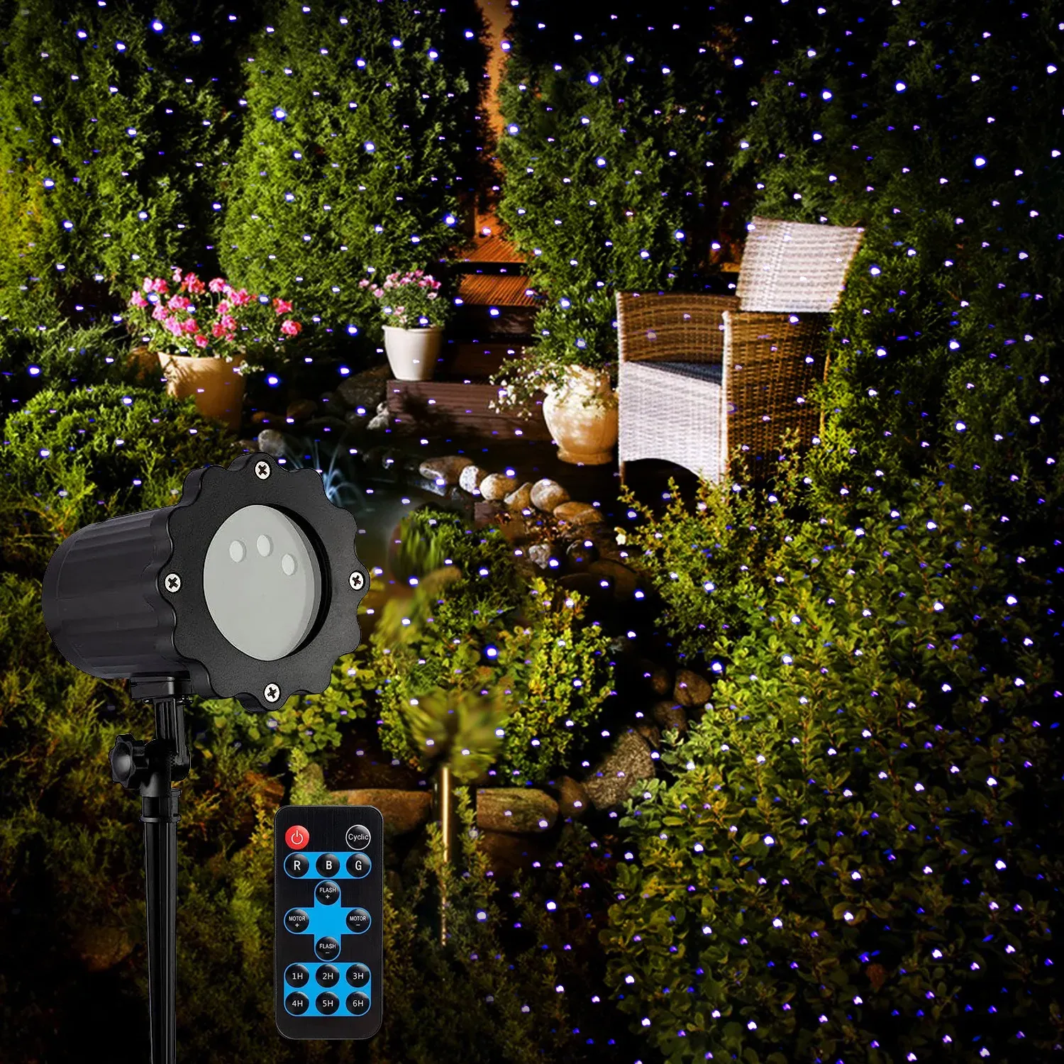 LED Outdoor Starry Laser Projector Lights Firefly Effect With Remote ...