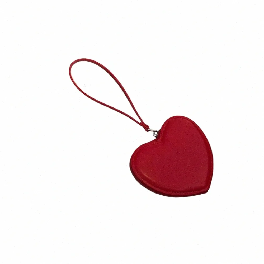 Sac de poignet en forme de coeur rouge Phe pochettes femmes sac à main amour poignet pack porte-cartes en cuir PU porte-monnaie solide Mey pochette x997 #