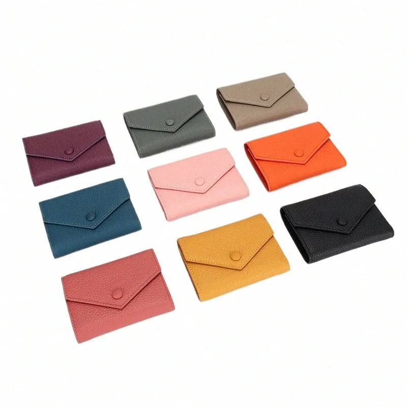 Portefeuille court pour femmes Simple Trifold Portefeuilles en peau de vache Coréenne Fi Enveloppe Porte-monnaie Femme Slim Titulaire de la carte en cuir véritable k6pl #