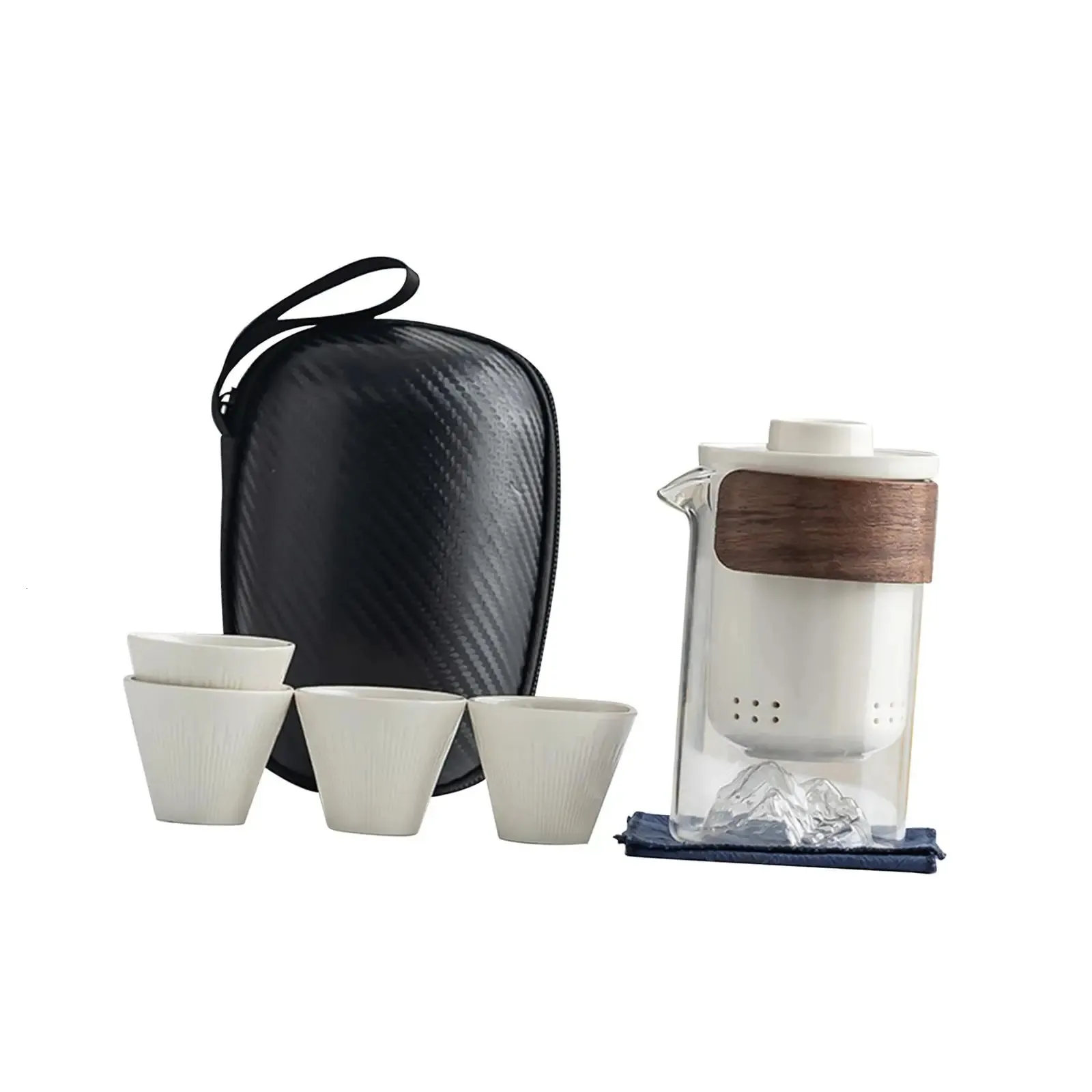 Travel Tea Set Tea Maker with Portable Bag Teaware Kung Fu Tea Pot for Camping Outdoor Activity Office Friends Housewarming