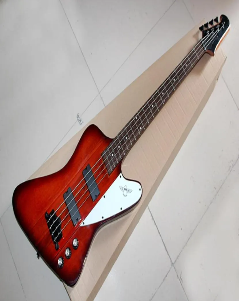 Factory Custom 4String Red Electric Bass Guitar with Shattrubodyrosewood Fingerboard Black Hardwarescan Be anpassad8537985