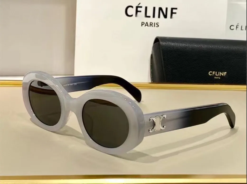 Occhiali da sole Celinf Luxury CEL 4S194, Designer Brand Chen's e Women's Arc oval Oval Sun occhiali, lenti a stampa leopardata, piccolo telaio rotondo retrò,