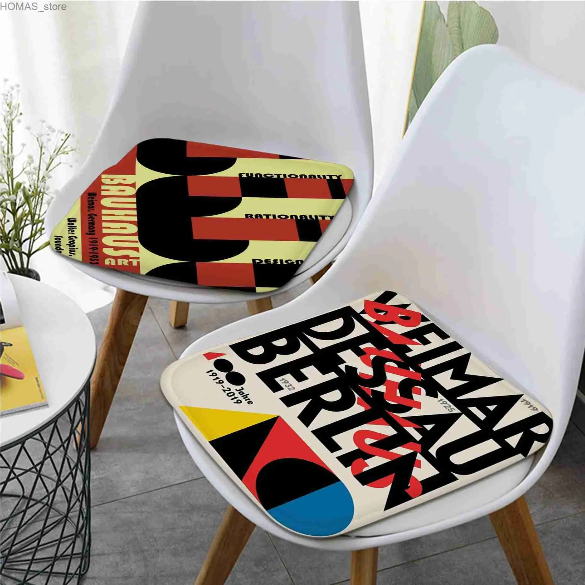 Poduszka/poduszka dekoracyjna Bauhaus Nowoczesne geometryczne linie abstrakcyjne powiązanie linii krzesło jadalne Poduszka okrągła dekoracja siedziska do biurka Mat Stoolowy Mat Y240401